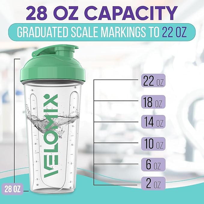 '-2 Pack- 28 oz Protein Shaker Bottles for Protein Mixes - 2x Wire Whisk | Leak Proof Shaker Cups for Protein Shakes | Protein Shaker Bottle | Shakers for Protein mix-Turquoise&Transparent