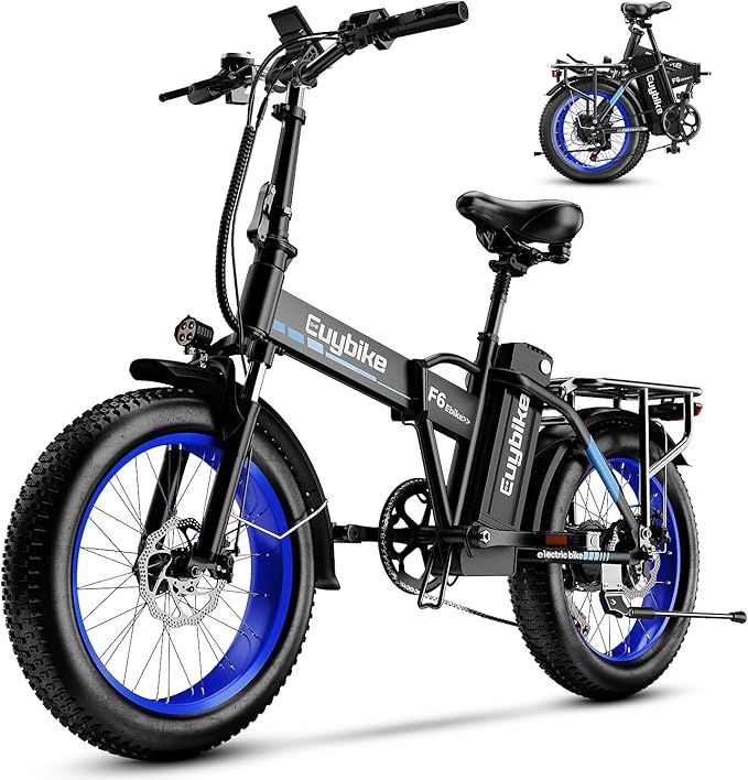 1000W Folding Electric Bike, 48V 20AH Large Removable Battery E Bike, 30+MPH, 80 Miles Max Range, 20" Fat Tire Electric Bike for Adults, Adult Electric Bicycles for Commute Beach Snow