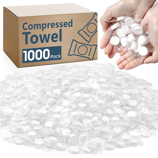 1000 PCS Compressed Towel, Mini Compressed Towel Tablets, Disposable Compressed Face Towels, Camping Towel, Portable Bulk Compressed Coin Tissues for Home, Travel, Outdoor Sports