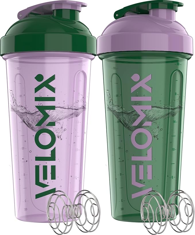 '-2 Pack- 28 oz Protein Shaker Bottles for Protein Mixes - 2x Wire Whisk | Leak Proof Shaker Cups for Protein Shakes | Protein Shaker Bottle Pack (Flower Set)