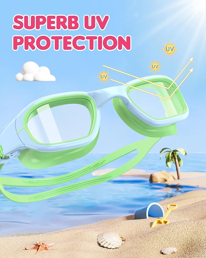 Kids Swim Goggles,Swimming Goggles for Kids 6-14, Anti-Fog UV Protection Pool Glasses for Boys Girls