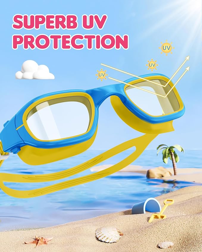 Kids Swim Goggles,Swimming Goggles for Kids 6-14, Anti-Fog UV Protection Pool Glasses for Boys Girls