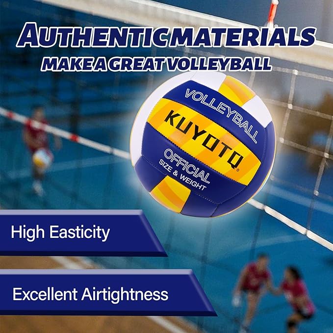 KUYOTQ Official Size 5 in&Outdoor Beach Volleyball,3MM Thickened Surface Soft Leather Youth Womens Mens Volleyball for Game Gym Training(Deflated)