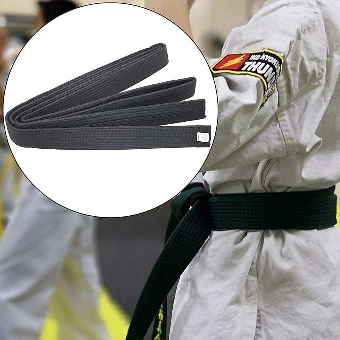 110 Inch Black Karate Belt, 280cm Taekwondo Solid Rank Martial Arts Belts Universal Fit for Judo/Karate/Taekwondo