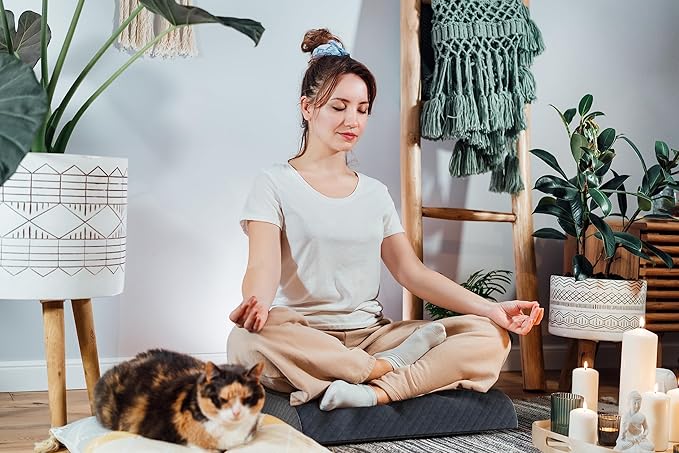 Kölbs Extra Large Seat Cushion Stylish Plush Velvet Cover XL Memory Foam for Office Chair, Floor Pillow Back Pain Coccyx Bruise Relief Carry Handle