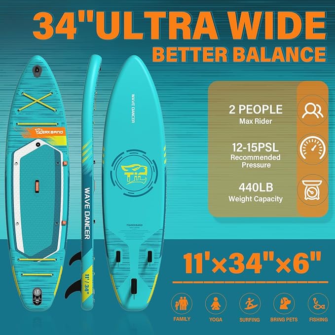11'6"/11'/10' Inflatable Paddle Board with Complete Accessories, Versatile Premium Paddle Boards for Adults/Youth, Stand Up Paddle Board Polar/Wave/Sunny Wave Collection