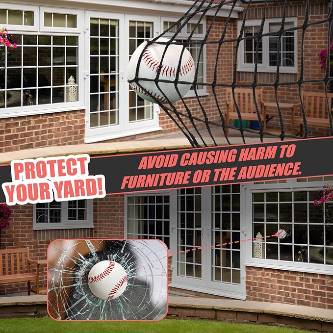 Storgem Baseball Softball Backstop Nets, Sports Netting, Sports Barrier Netting, Heavy Duty Sports Nets Netting Knotless for Playing Field, Backyard or Garage