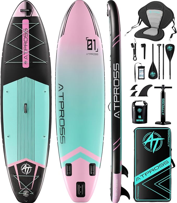 11'6"x35" Inflatable Paddle Board, 450lbs Extra Wide Stand Up Paddleboard for Adults with Premium SUP Accessories Kit & Backpack, Blow Up Kayak Non-Slip Stable Deck Boat for Yoga Fishing Surf