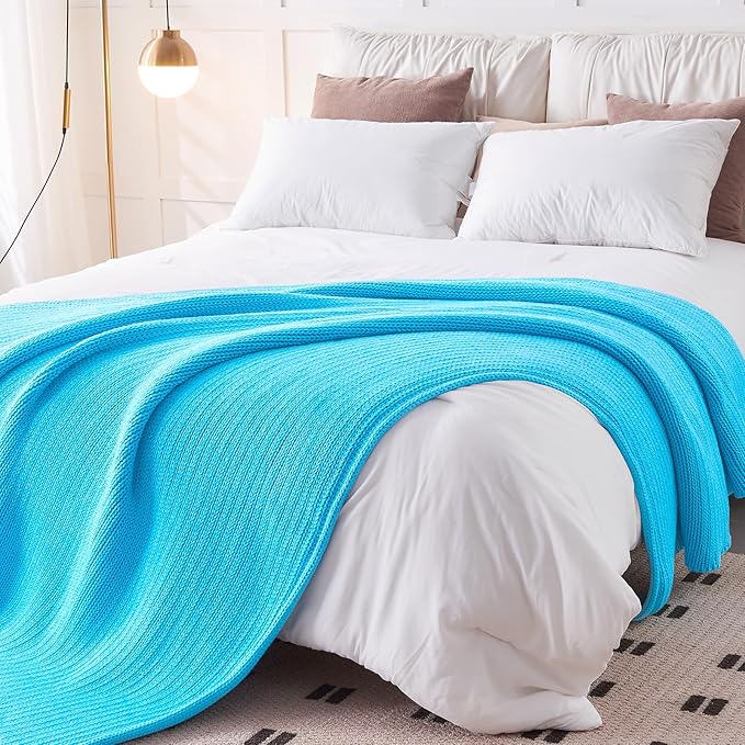 L'AGRATY Knitted Weighted Blanket - 48"x72" 12lbs Cooling Chunky Knit Heavy Blanket for Adults Braided Crochet Throw Thick Cable Yarn Knit Decorative No Beads Evenly Weighted Machine Washable