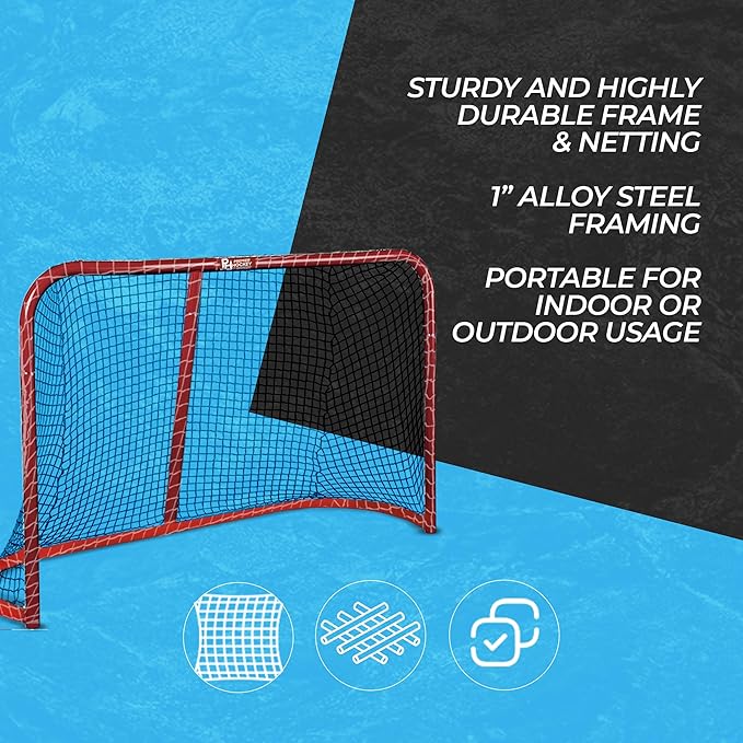 Premier Sports – 54“ Junior Steel Street Hockey Goal – Portable Hockey Net for Indoor & Outdoor Use – Hockey Training Equipment