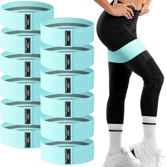 12 Pcs Fabric Resistance Bands for Working Out Booty Workout Stretch Exercise Bands Non Slip for Legs Squat Resistance Loop for Women Men Starter Butt Hip Thigh Fitness