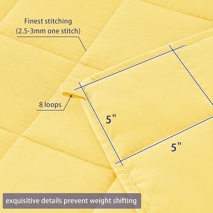 King Size Weighted Blanket for Adults (20 lbs, 80” x 87”, Yellow) Cooling Heavy Blanket for Sleeping Perfect for 190-210 lbs, Breathable Blanket for Adults & Couple All Season, Machine Washable