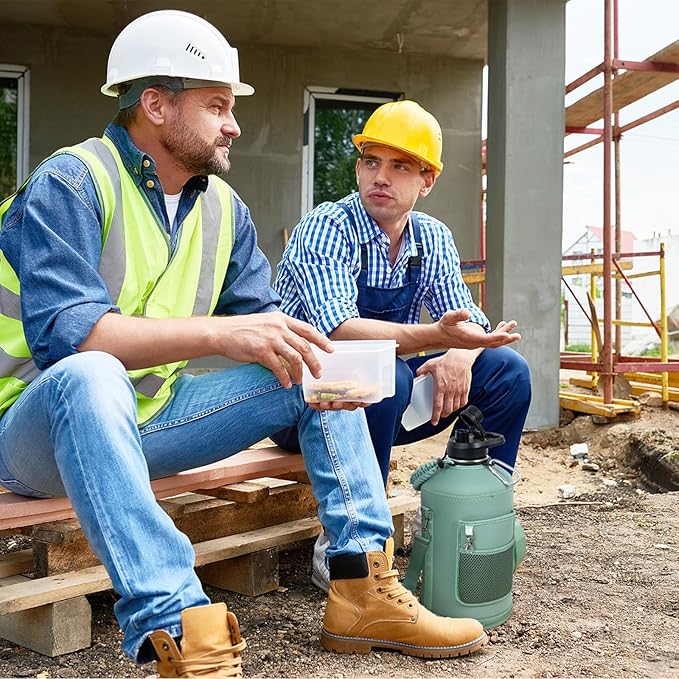 1 Gallon Water Bottle Insulated | Thickened Stainless Steel Vacuum Metal Water Jug | Portable Sports Large for Gym and Hiking with Straw, Carrier Bag, Handle Strap | BPA-Free 128 oz