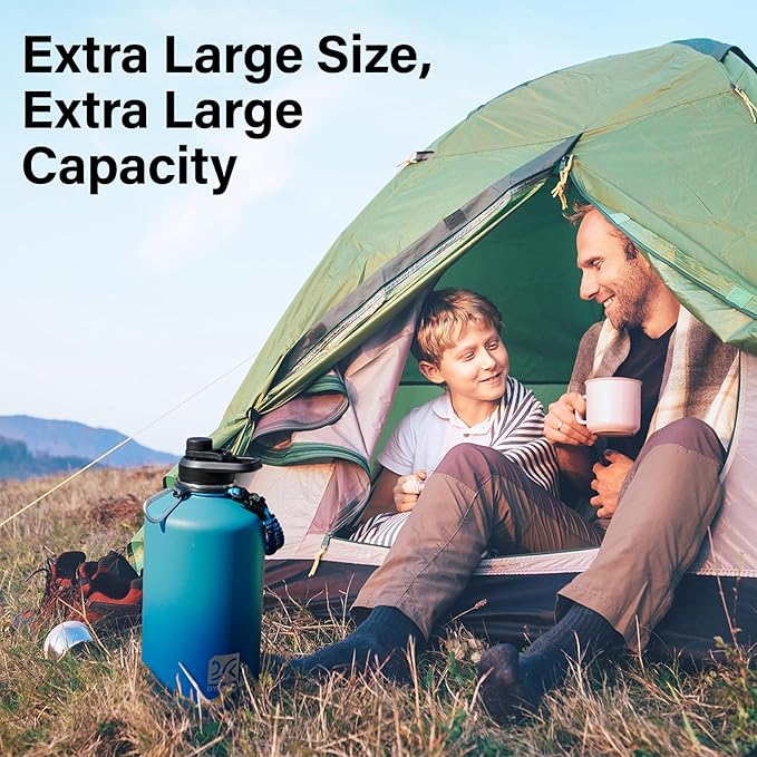 1 Gallon Water Bottle Insulated | Thickened Stainless Steel Vacuum Metal Water Jug | Portable Sports Large for Gym and Hiking with Straw, Carrier Bag, Handle Strap | BPA-Free 128 oz