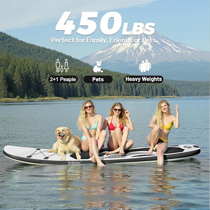 10' Inflatable Stand Up Paddle Board, Ultra-Light Wide Yoga Board for All Skill Levels with Premium SUP Paddleboard Accessories, 84L Waterproof Bag, Non-Slip Comfort Deck for Youth & Adults