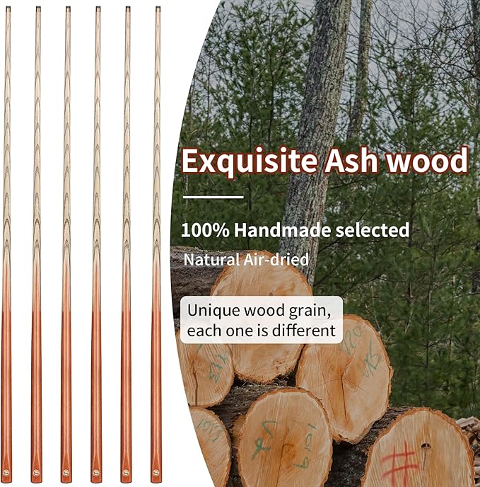 Kmise Pool Cue Sticks, 41"/57??58" Hardwood Pool Cue Set of 4/6/8, 13OZ/20OZ with 13/10 MM Brass Tips, Table Billiard Cue Stick for Bar, Home, Billiard Room