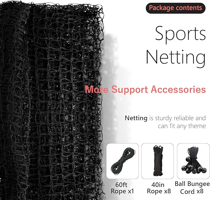 Storgem Baseball Softball Backstop Nets, Sports Netting, Sports Barrier Netting, Heavy Duty Sports Nets Netting Knotless for Playing Field, Backyard or Garage