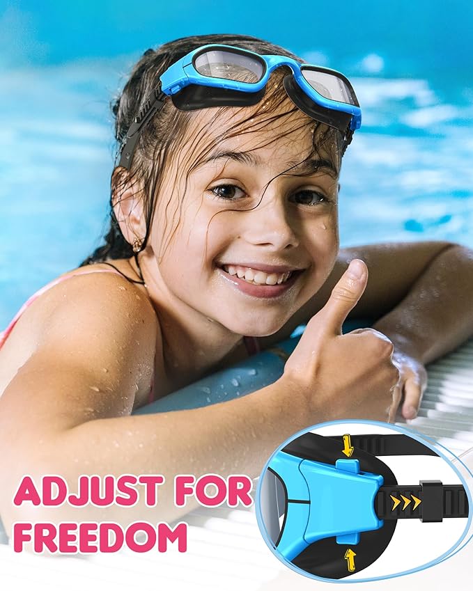 Kids Swim Goggles,Swimming Goggles for Kids 6-14, Anti-Fog UV Protection Pool Glasses for Boys Girls