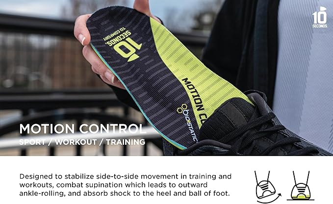 10 Seconds 3210 Motion Control Insoles, M 9, W 11