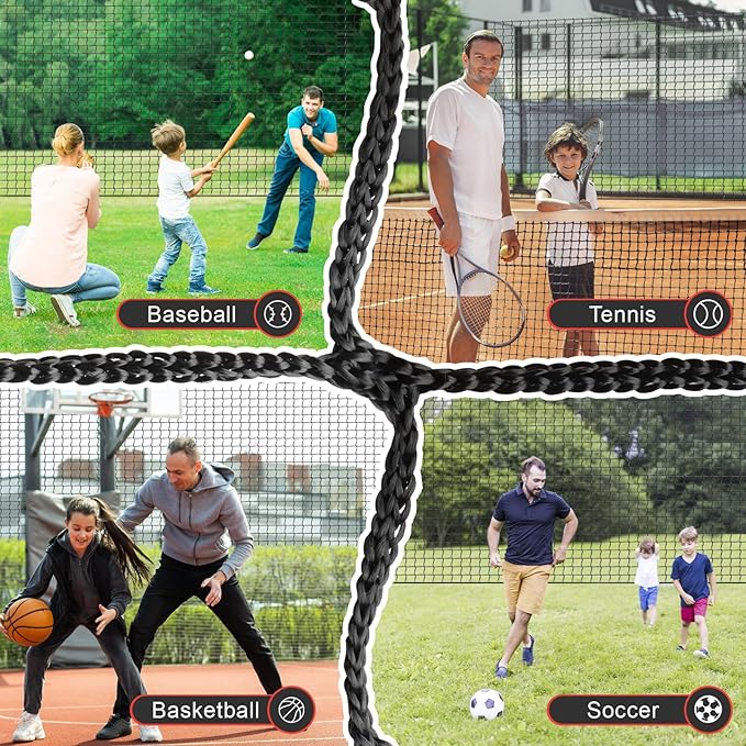 Storgem Baseball Softball Backstop Nets, Sports Netting, Sports Barrier Netting, Heavy Duty Sports Nets Netting Knotless for Playing Field, Backyard or Garage