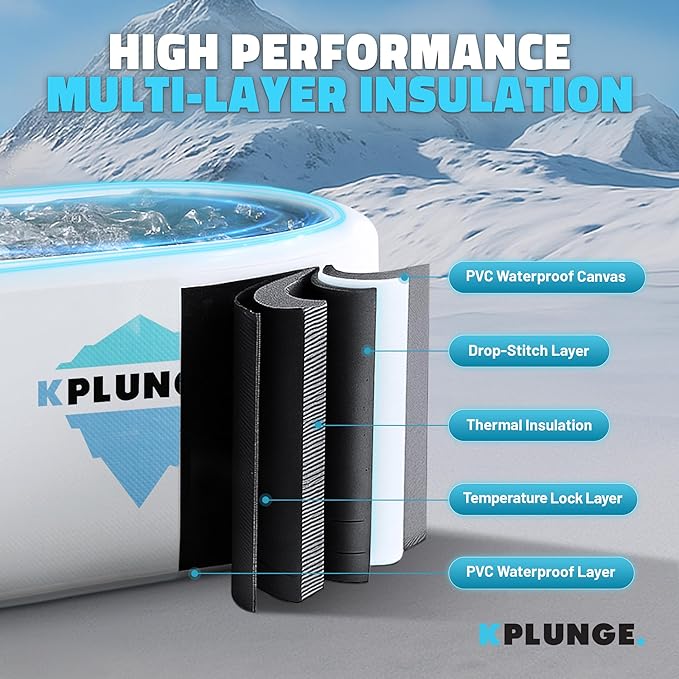 Kodiak 59" 1-Person Inflatable Cold Plunge Ice Bath or Hot Tub with 1 HP Chiller and Heater, PVC Insulated Lid, Hand Pump, Repair Kit, 110-Gallon Capacity, Indoor/Outdoor Tub – Gray