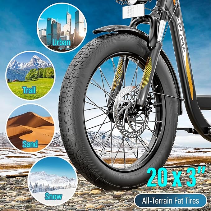 Caroma Electric Scooter with Seat, 48V Removable Battery E-Bike, Up to 30Miles&20MPH, 500/800/1200W Motor, 20" Fat Tire Adult Electric Bicycles for Commuting with Basket