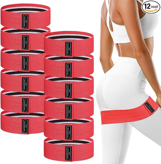 12 Pcs Fabric Resistance Bands for Working Out Booty Workout Stretch Exercise Bands Non Slip for Legs Squat Resistance Loop for Women Men Starter Butt Hip Thigh Fitness