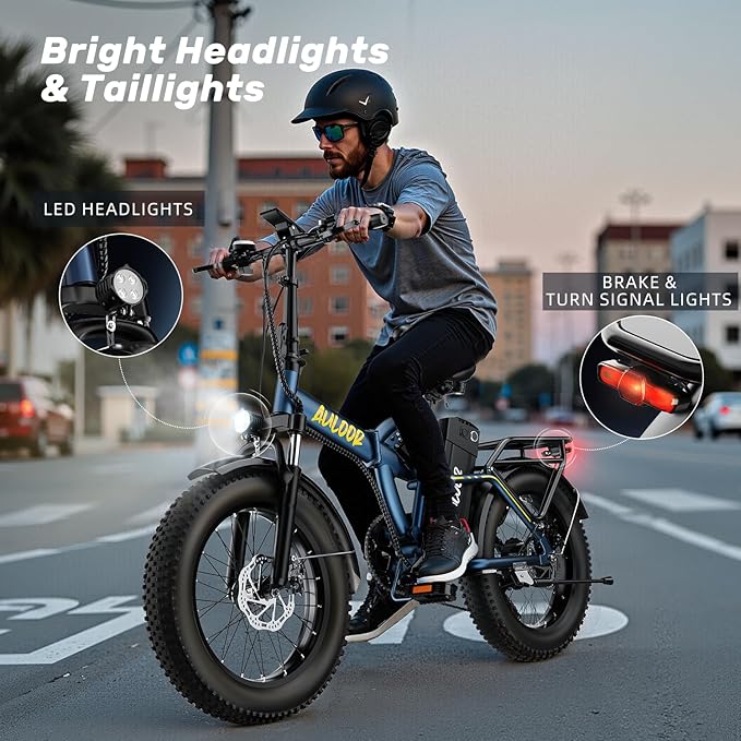 1000W Folding Electric Bike, 48V 20AH Large Removable Battery E Bike,30+MPH, 80 Miles Max Range, 20" Fat TireElectric Bike for Adults, Adult Electric Bicycles for CommuteBeach Snow