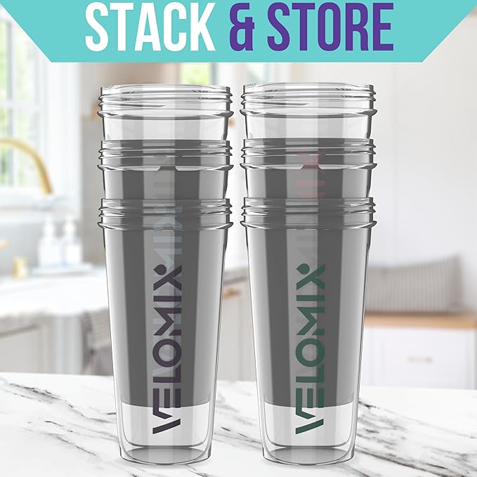'-6 PACK- 28 oz Protein Shaker Bottle for Protein Mixes - 6x Wire Whisk | Leak Proof Shaker Cups for Protein Shakes | Protein Shaker Bottle Pack | Protein Shake Cup (Muted Clarity)