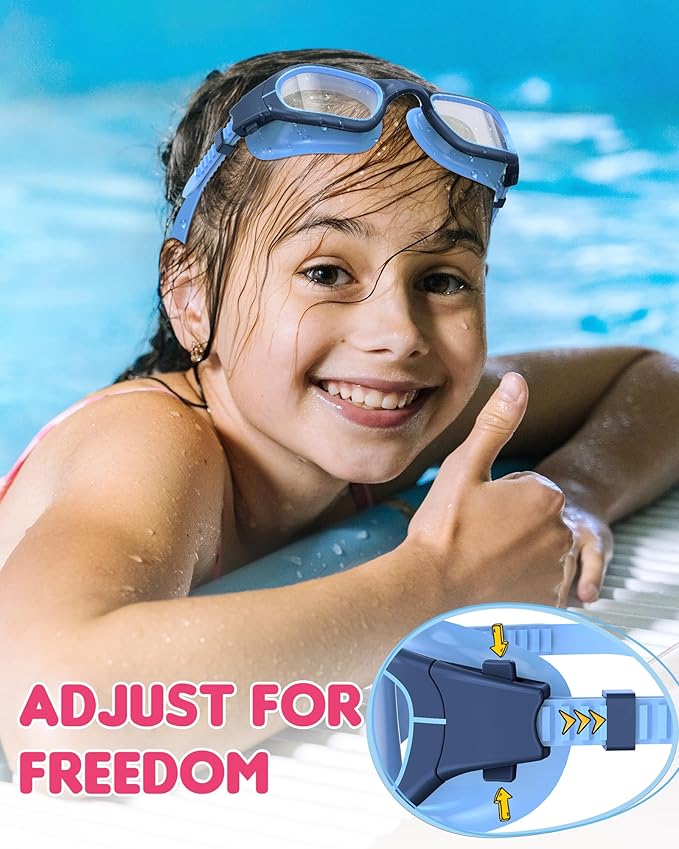 Kids Swim Goggles,Swimming Goggles for Kids 6-14, Anti-Fog UV Protection Pool Glasses for Boys Girls