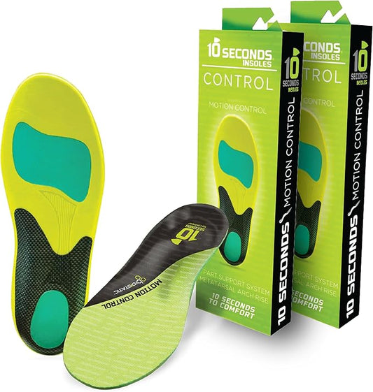 10 Seconds 3210 Motion Control Shoe Insoles, M 5, W 7 (2 Pack)
