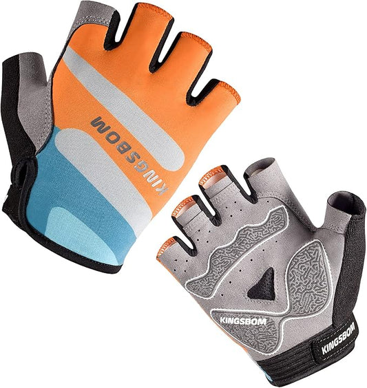 KINGSBOM Breathable Cycling Gloves, Shock-Absorbing Bike Gloves with Light Silicone Gel Pad, Anti-Slip Bicycle Gloves for Men and Women